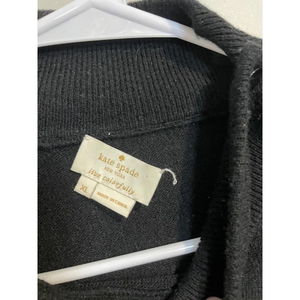 Kate‎ Spade Black Polka Dot Wool and Silk Turtleneck Sweater Size XL